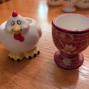 Chicken and Floral Egg Cups